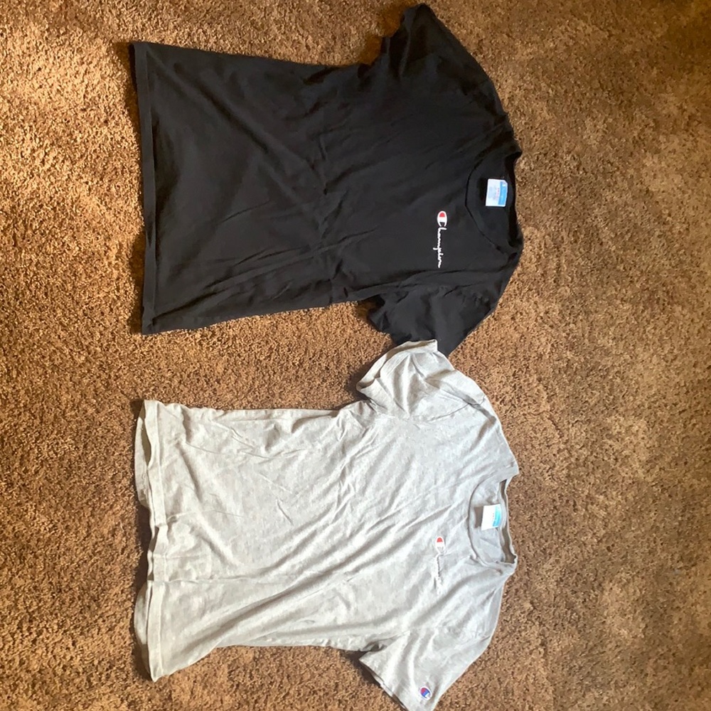Grey and black champion tees